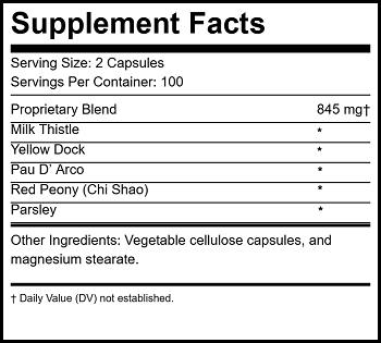 Blood Cleanser Supplement Facts Label - Herbal Blood Detox Ingredients